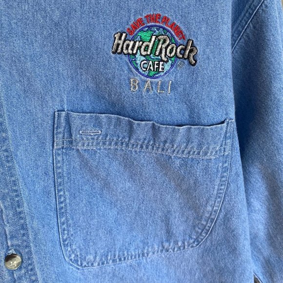 Vintage 1995 Bali Hard Rock Cafe Denim Shirt – Size Medium - Picture 1 of 9